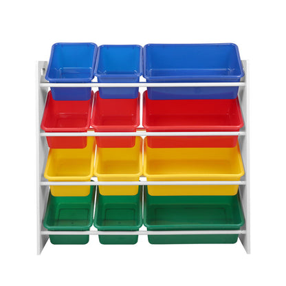 Keezi 12 Plastic Bins Kids Toy Organiser Box Bookshelf Storage Children Rack