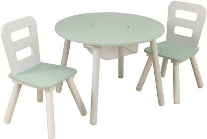 Round Table and 2 Chair Set for children (Mint)