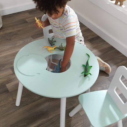 Round Table and 2 Chair Set for children (Mint)