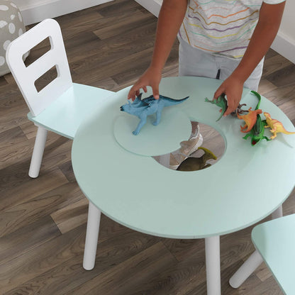 Round Table and 2 Chair Set for children (Mint)