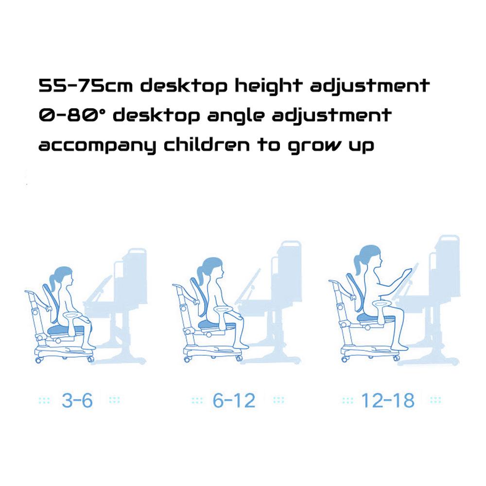 120cm Height Adjustable Children Kids Ergonomic Study Desk Blue AU