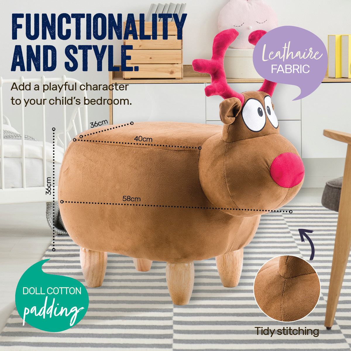 Home Master Kids Animal Stool Reindeer Character Premium Quality &amp; Style